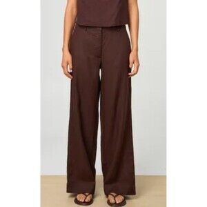 Glassons Pants Womens 14 Brown Career Casual Wide Leg Lagan Relaxed Linen Blend